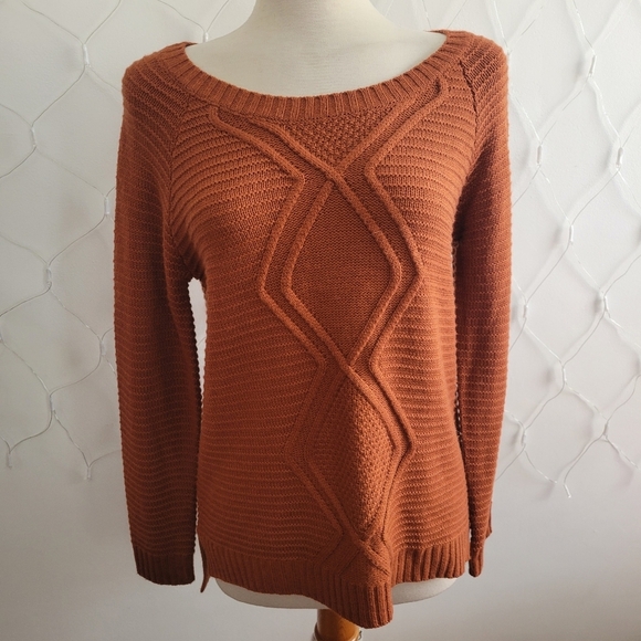Pink Rose Pullover Sweater • Rust Colored • Medium - Picture 2 of 5